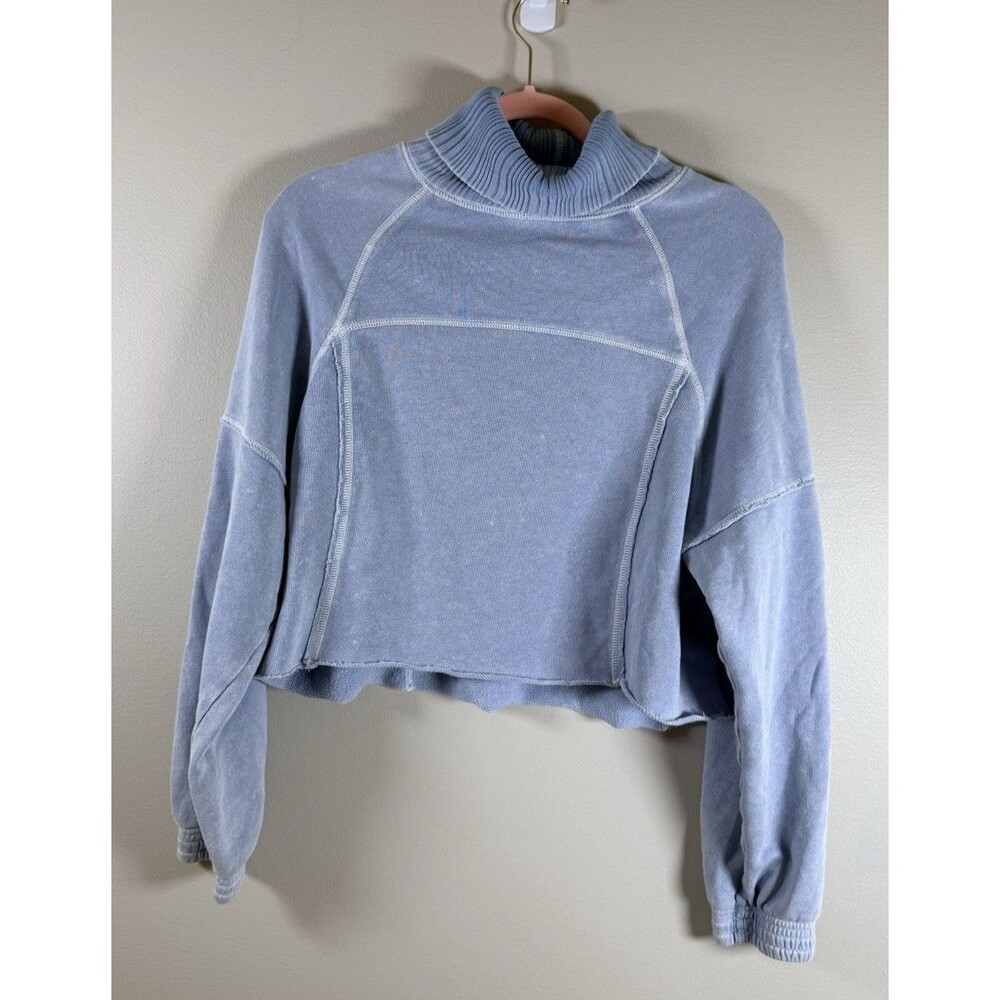Aerie Women's Blue Mock Neck Long Sleeve Pullover Sweatshirt - XS